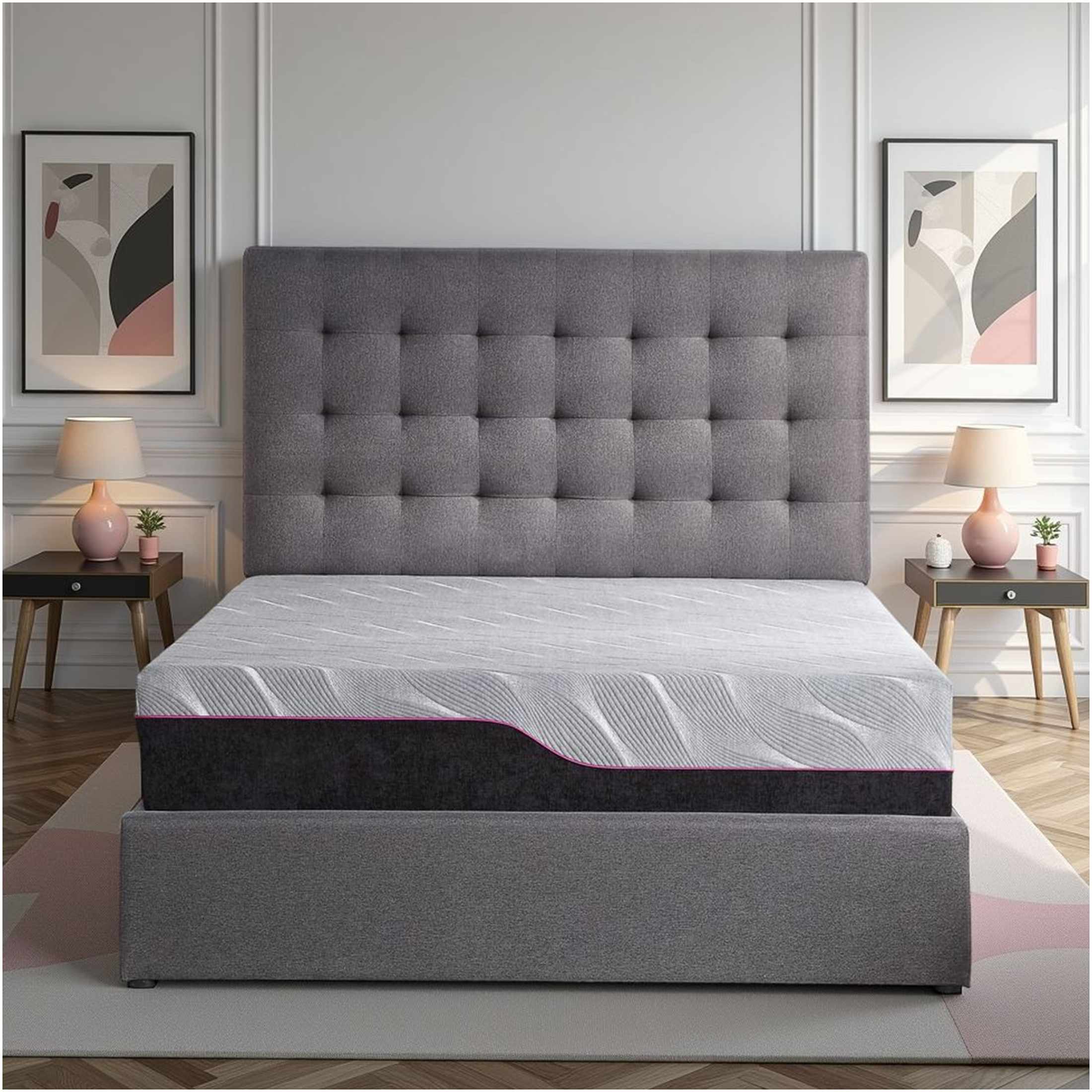 JERFIT 11" California King Cooling Gel Memory Foam Mattress, Medium Firm, Grey, 4-Layer Support, CertiPUR-US Certified, Motion Isolation, Pressure Relief