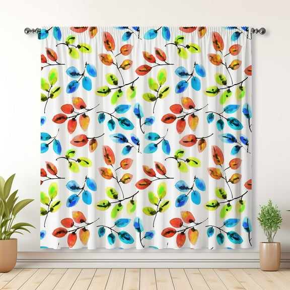 Modern Simple Style Curtains, Leaf Curtains, Bedroom Blackout Curtains, Suitable For Living Room And Bedroom Decoration(Rod pocket)