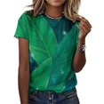 thumbnail image 3 of Palm Print T Shirts Basic T-Shirt Short Sleeve Ladies Tee Shirt Summer Graphic Clothing, 3 of 5