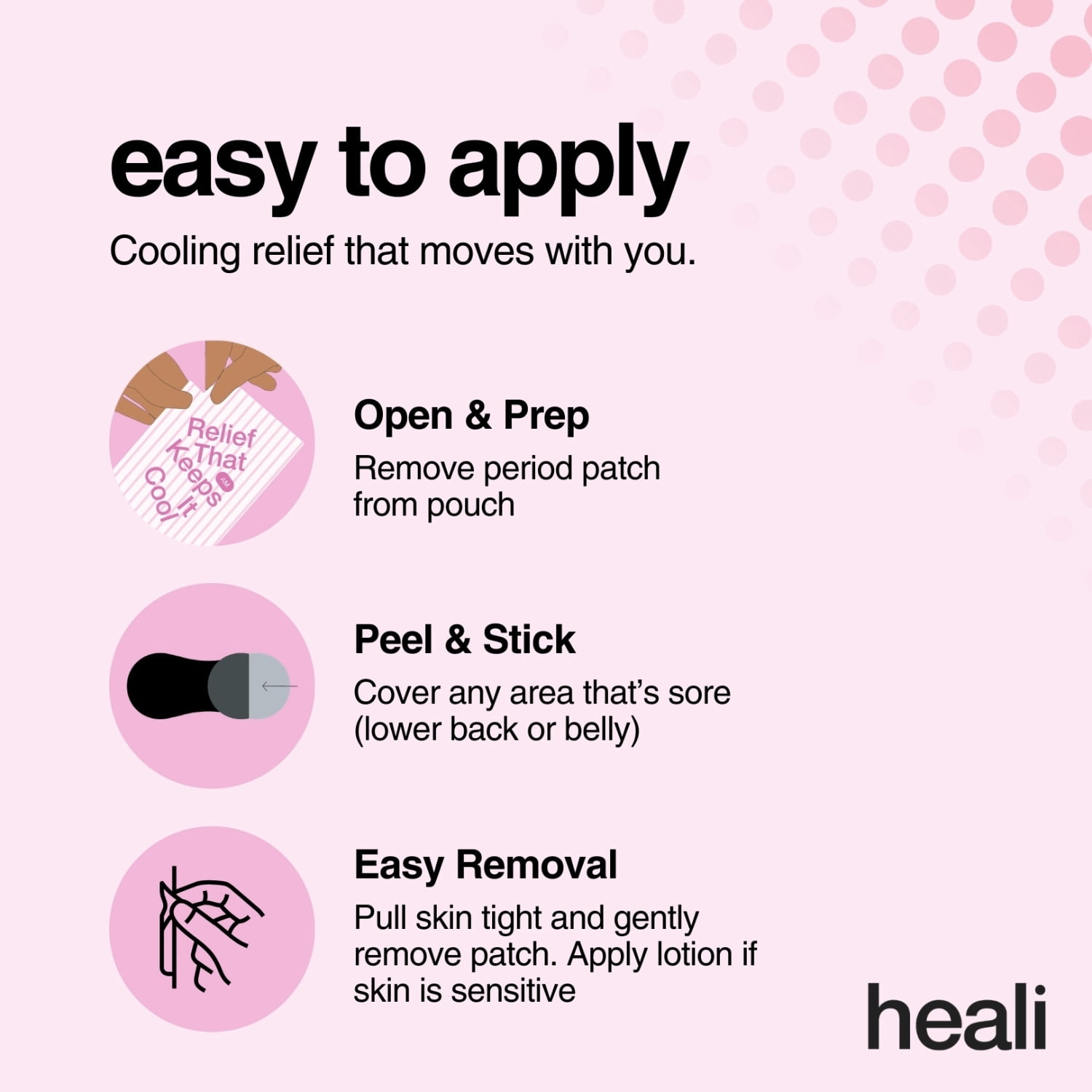 (2 pack) Heali Period Relief Menstrual Cooling Patches for Pain and Cramps, Natural Ingredients, 3 Count