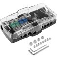 thumbnail image 1 of 4 Way Power Distribution Block Zinc Alloy Car Audio Fuse Block with 6 MIDI Fuse LED Light 12V-48V Multifunctional Power Ground Amp Distribution Block 0/2/4 Gauge Input 4/6/8 Gauge Output, 1 of 10