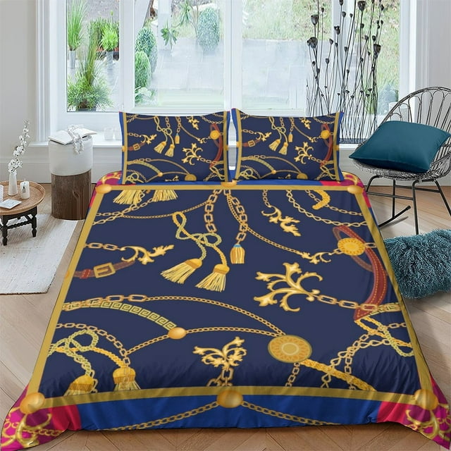 2/3pcs Home Bedclothes 3D Luxury Pattern Printed Comforter Cover Set Bedspreads for Adult,Full (80"x90")