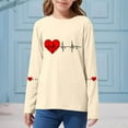 thumbnail image 6 of SERTG Girls Heart Print Valentine Crewneck Pullover Sweatshirt Long Sleeve Spring Summer Comfortable Casual Tops for Kids(Beige,7-8 Years), 6 of 6