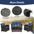 thumbnail image 6 of Costway 4 PCS Patio Rattan Furniture Set Glass Table Shelf Sofa Cushion Navy, 6 of 10