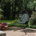 thumbnail image 2 of ARDEN Plush Indoor / Outdoor Egg Chair Cushion, 34 x 49, Water Repellent, Fade Resistant, Tufted for Comfort Sapphire Aurora Blue Damask, 2 of 9