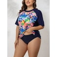 thumbnail image 2 of Charmo Plus Size Rashguard for Women Short Sleeve UPF 50 Swim Shirt Floral Print, 2 of 7