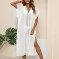 thumbnail image 2 of Luxalzxs Sexy Beach Cover Ups for Women Caftan V-Neck Short Sleeve Sheer Kaftan Dresses Swimsuit Bathing Suit Coverups, 2 of 4