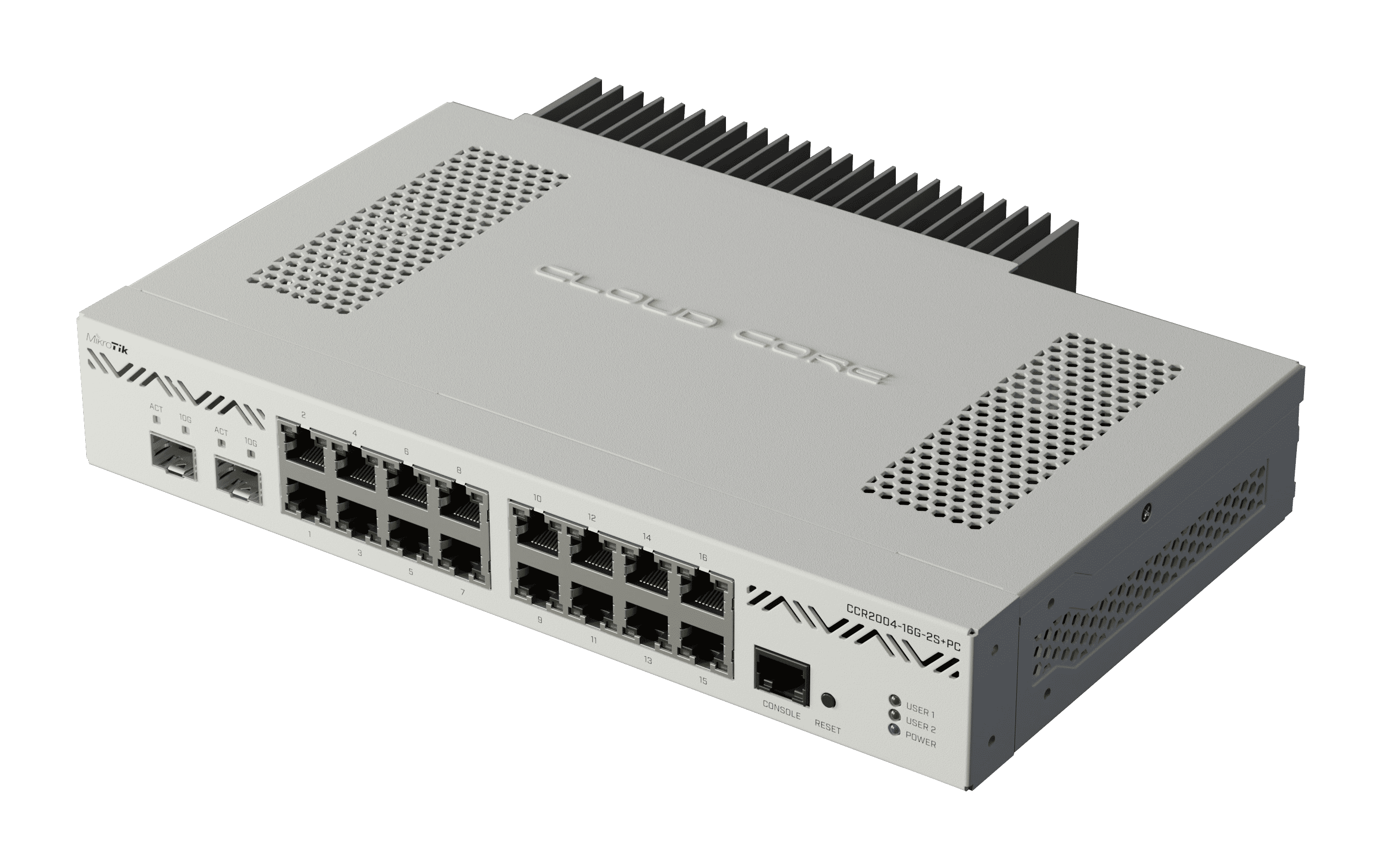 Mikrotik CCR2004-16G-2S+PC Ethernet Router 16x Gigabit Ethernet Ports, 2x10G SFP+ Cages.