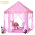 thumbnail image 3 of Princess Castle Play Tent Large Kids Play House with Star Lights Girls pink color, 3 of 9