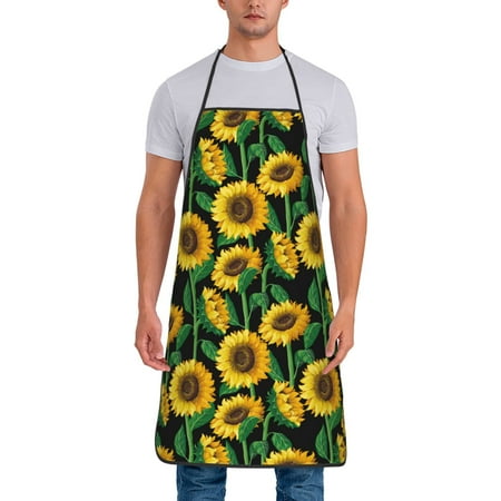 

Uemuo Sunflower 1 Printed Bib Apron Adjustable Water and Oil Resistant Cooking Kitchen Chef Apron for Women Men