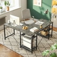 thumbnail image 3 of Bestier 95.5 inches L-Shaped Corner Computer Desk with Shelves Long Table Three-Way Convertible in Grey, 3 of 11