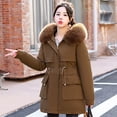 thumbnail image 6 of Fesfesfes Women Winter Lapel Jacket Warm Overcoat Fur-Collar Zipper Thicker Coat Outerwear Under $10, 6 of 8