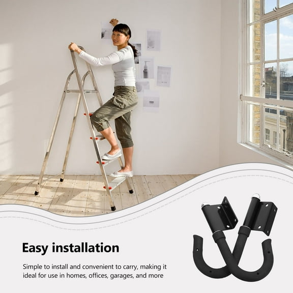 WHAMVOX 2pcs Heavy Duty Aluminum Alloy Ladder Hook for Extension Ladders with Black Finish Ensuring