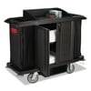 Rubbermaid Commercial Full-Size Housekeeping Cart Three-Shelf 22w x 60d x 50h Black 6191BLA