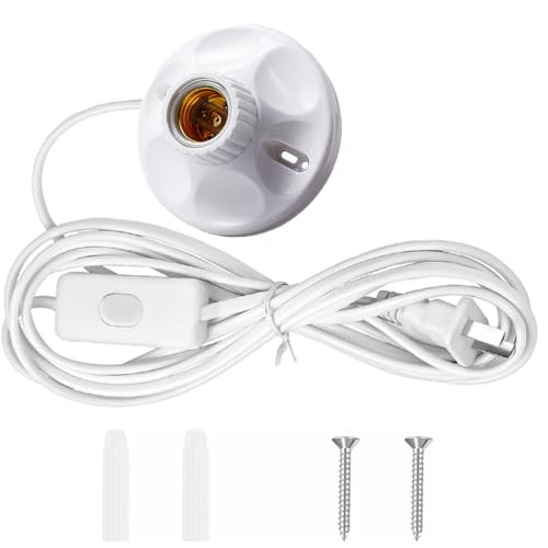 25ft Light Bulb Base with Cord E26/E27 Light Socket with On/Off Switch, 110V-250V Lamp Base for Light Socket with Cord, Light Bulb Socket with Plug-in Lamp Holder Base for ?Desktop,Include  ? ?