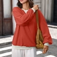 thumbnail image 3 of QIYAGBSA Color Block Crew Neck Tops for Women, Long Sleeve Loose Pullover Sweatshirt with Contrast Detail, Casual Spring Fall Streetwear, 3 of 8