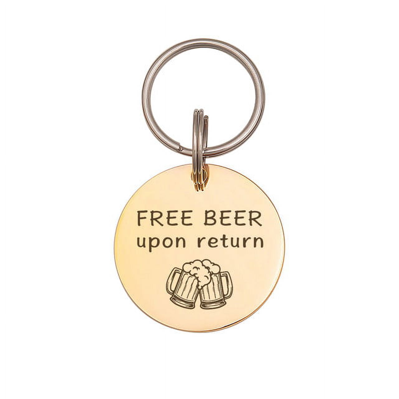 Anavia Stainless Steel Double Sided Round Free Beer Upon Return Engraved Dog & Cat ID Tag, Multi-color, M