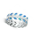 thumbnail image 4 of CHOOSE YOUR COLOR Infinity Branch Blue Simulated Opal Leaf Ring .925 Sterling Silver Band CZ Female Size 7, 4 of 4