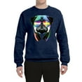 thumbnail image 2 of Wild Bobby, Colorful Pug DJ, Pop Culture, Unisex Crewneck Graphic Sweatshirt, Vintage Heather Navy, Small, 2 of 4