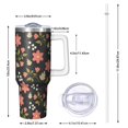 thumbnail image 2 of Floral 40oz Tumbler– Stainless Steel Insulated Tumbler with Handle and Straw, Large Capacity Travel Cup for Hot & Cold Drinks,Thanksgiving,Christmas, Spring,Flower, 2 of 6