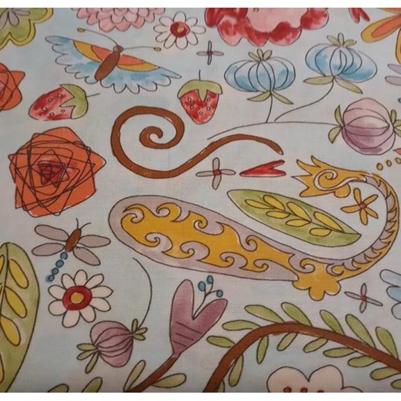 Handmade Valance, Curtain Panel, or Pillow Cover Flower Dragonflies