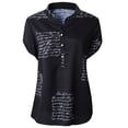 thumbnail image 3 of Gibobby Blusa Manga Larga Mujer Top de manga corta con estampado de letras y cuello en V elegante a la moda para mujer（Negro， M), 3 of 5