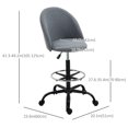 thumbnail image 3 of Vinsetto Chaise de Bureau en Lin avec Hauteur Réglable et Anneau de Pied, Roues Pivotantes, Gris, 3 of 10