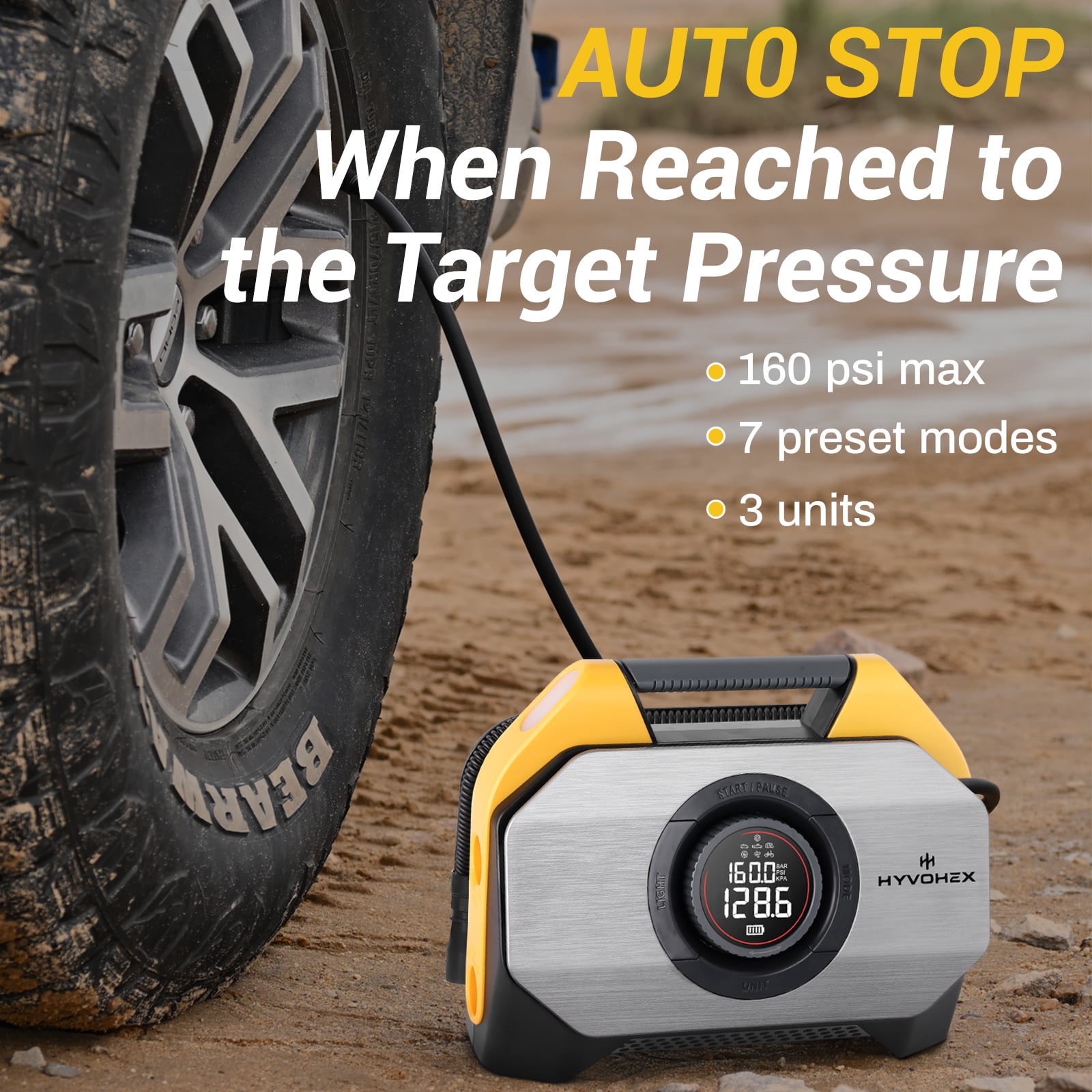 Tire Inflator Portable Air Compressor for Heavy-duty Vehicle Cordless Air Pump for Car Inflatables 15600mAh Battery