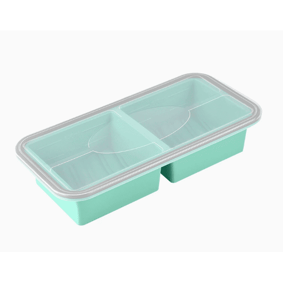 Leeye Silicone Cake Mold with Lid 2 Compartment Baking Pan Reusable Jelly Dessert Mold Oven Microwave Freezer Safe Non Stick Bakeware Green