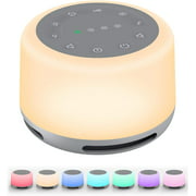 White Noise Machine with 24 Hi-fi Soothing Sounds, Night Light and Timer, Built-in Rechargeable Battery, Portable Sleep Sound Machine