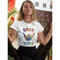 thumbnail image 2 of Good Vibes With Hand Sign T-Shirt Women -Smartprints Designs, Female Medium, 2 of 4