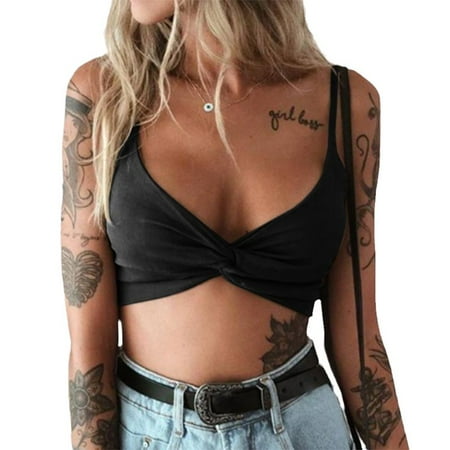 

Sherrylily Women Summer Crop Tops Sexy Spaghetti Strap Push Up Bra Shirt Casual Slim Fit Lady