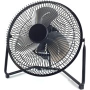9" High Velocity Tilting 3 Speed Metal Floor Fan, Black