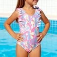 thumbnail image 5 of Otqutp Girls One Piece Swimsuit Rainbow Gradient Heart Print Ruffle Sleeveless Bathing Suit Summer Slim Fit Beach Surf Swimwear, 5 of 7