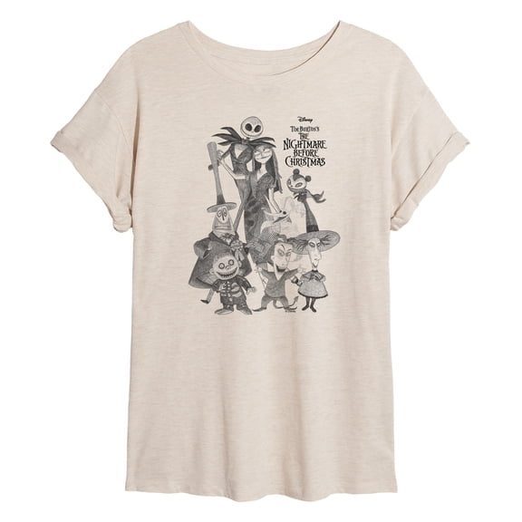 Disney - Nightmare Group - Women's Oversized Graphic T-Shirt