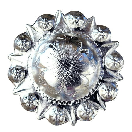 

16HS Set Of 16 Western Screw Back Concho Silver Finish Floral Saddle Bling