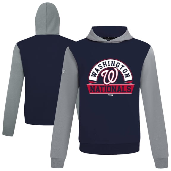 Men's Levelwear Navy Washington Nationals Throwback Ultimate Banner Arch Hoodie