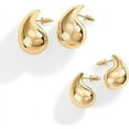 thumbnail image 3 of PAVOI Teardrop Chunky Hoop Earrings, Yellow Gold, 14K Gold Plated, Lightweight Drop Earrings, 22mm, 3 of 6