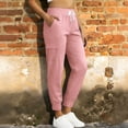 thumbnail image 2 of Rutainlusire Women's Trendy Casual Drawstring Waist Cargo Jogger Pants Women's Solid Color Versatile Daily Drying Sun Protection Pocket Sports Hiking Pants Long Pants, 2 of 5