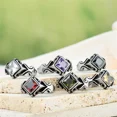 thumbnail image 5 of HIJONES Men's Women's Stainless Steel Rhombus Arrow Gemstone Ring Punk Gothic Personalized Hip Hop Band Jewelry Red Size 11, 5 of 6