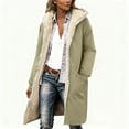 thumbnail image 4 of Womens Hooded Long Fleece Front Zip Sherpa Liner Cardigan Thermal Casual Stylish Winter Outwera With Pockets (M, Army Green), 4 of 4