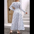 thumbnail image 4 of Vestido Informal de Otoño con Estampado Floral, Escote en V y Corte A para Mujer, Larga, Estilo M, 4 of 9