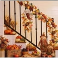 thumbnail image 4 of WWC Fall Teardrop Wreath, Artificial Maple Leaf Bow Door Hanging with Pumpkins and Berries, Autumn Thanksgiving Decor for Front Door and Wall, 4 of 7
