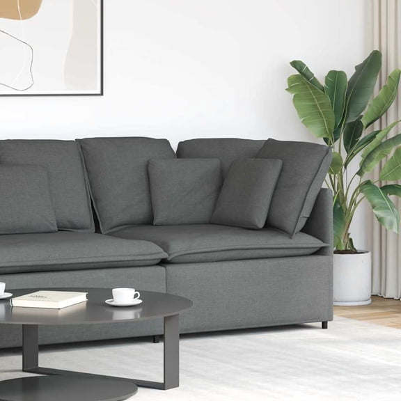vidaXL Modular Sofa Dark gray Fabric (100% Polyester), Metal, Foam 39.4 in