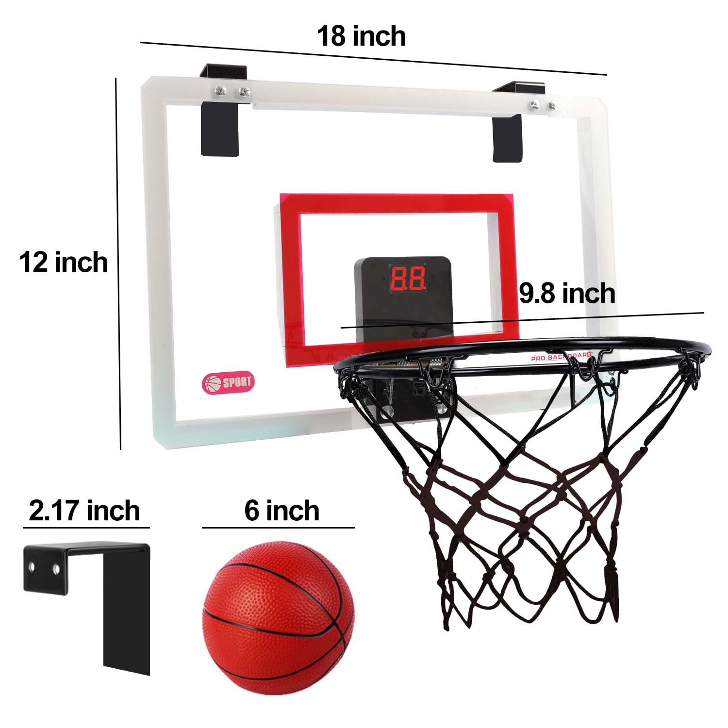 JBeeCtrl Indoor Basketball Hoop for Kids Mini Hoop over the Door with Electronic Scoreboard Wall Mounted Basketball Hoops for Kids Basketball Toy Gifts for Kids