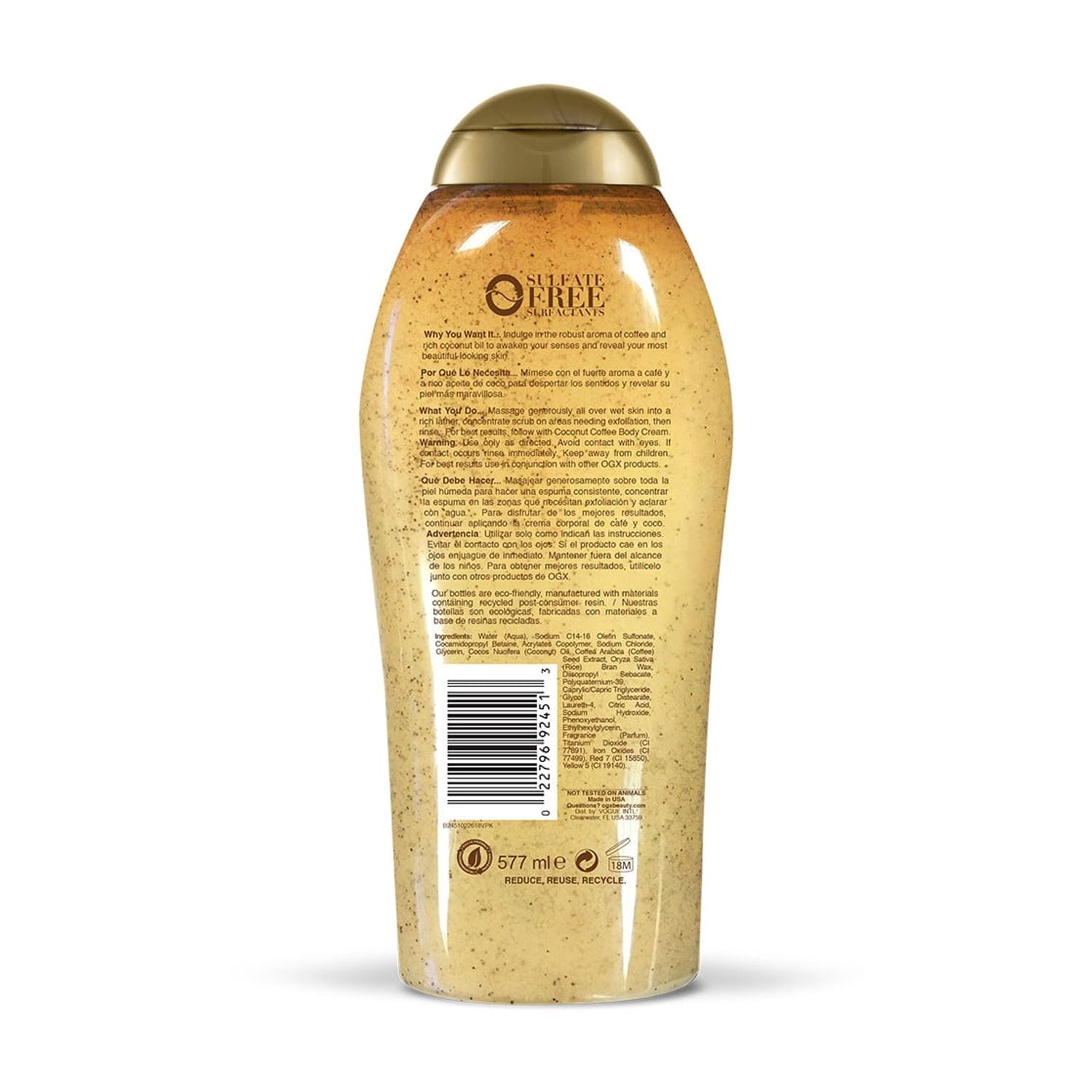 (4 pack) OGX Smoothing + Coconut Coffee Exfoliating Body Scrub, 19.5 Fl oz