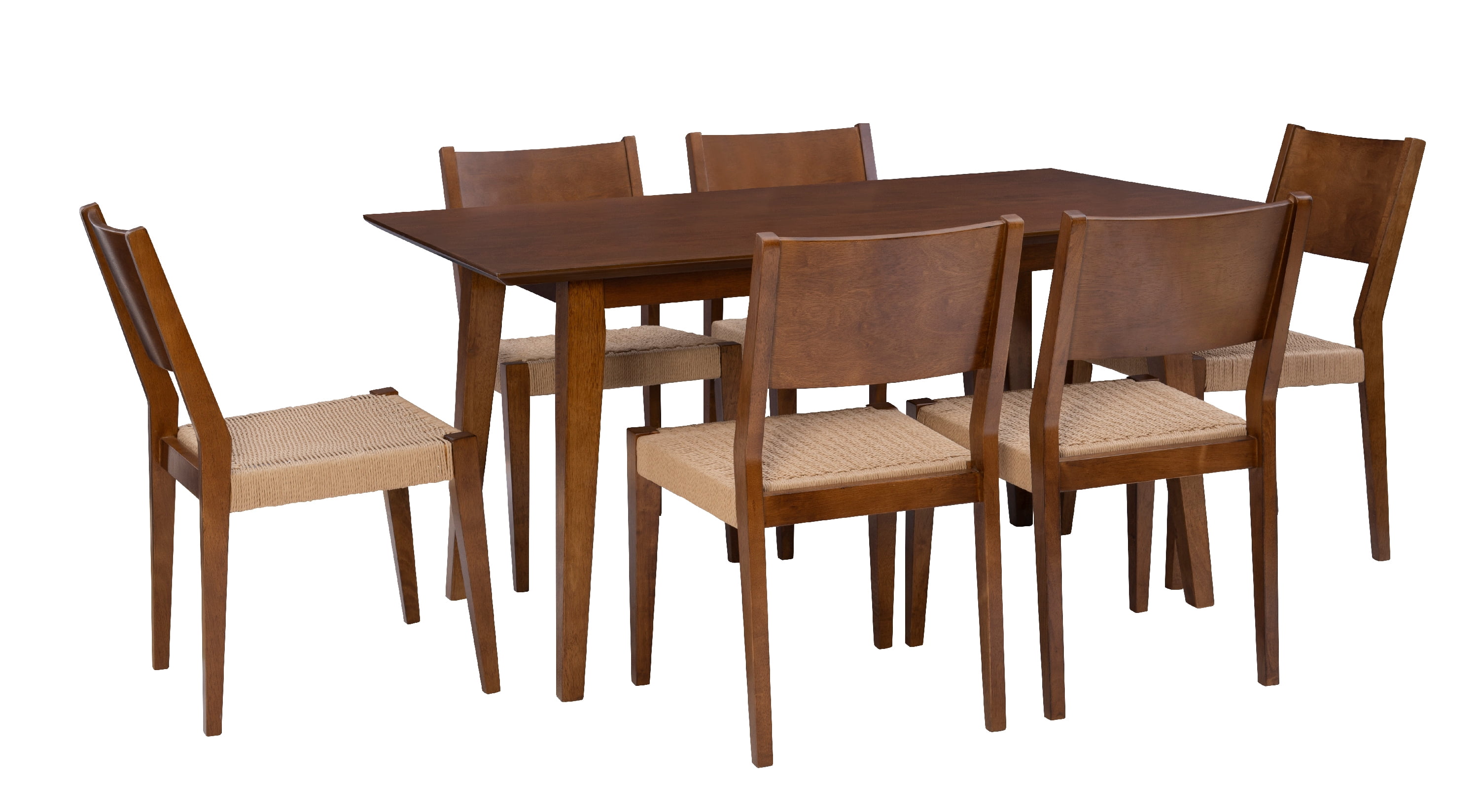 Holden Mid-Century Modern 7-Piece Dining Set, Brown