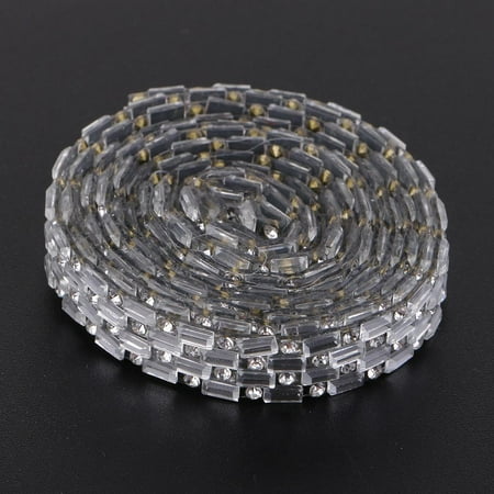

1 Yard Rhinestone Ribbon Roll Bags Shoes Decorative Patch Appliques - 4 Rows 10mm