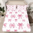 thumbnail image 2 of jejeloiu Kawaii Bowknot Ribbon Bed Sheets,Pink Cute Bow King Sheets For Girls Teens 4-Piece, 2 of 7