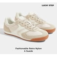 thumbnail image 4 of LUCKY STEP Womens Retro Thin Sole Lace up Fashion Sneakers Classic Lightweight Casual Shoes,Beige, 4 of 10